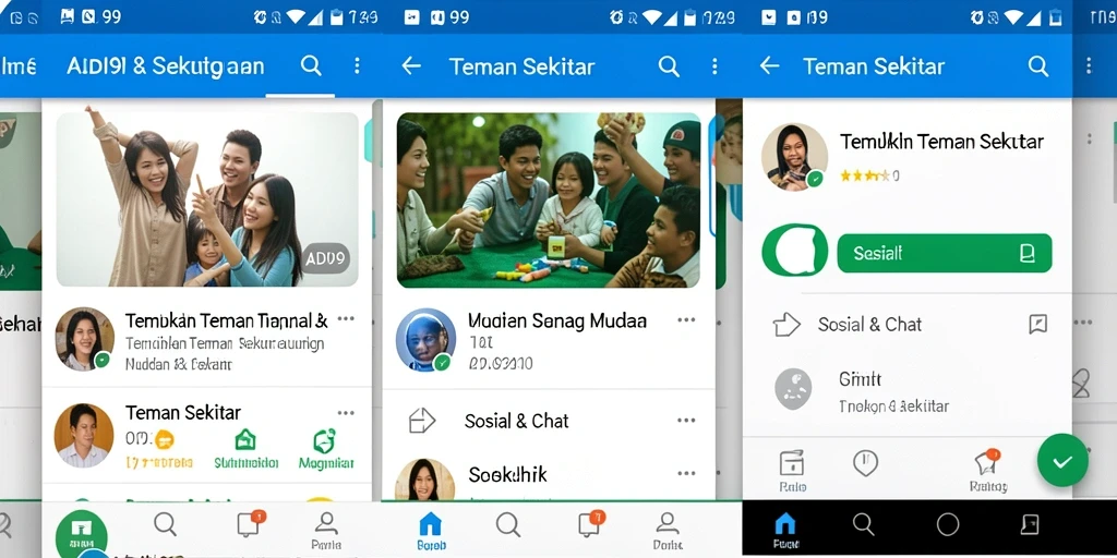 Tampilan antarmuka ADI99 yang menarik dan fungsional untuk bertemu teman baru.