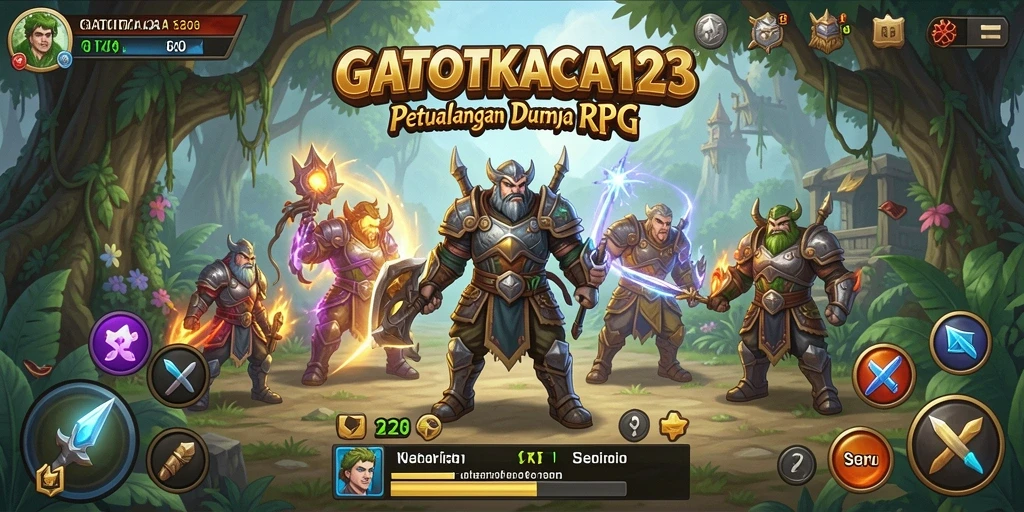Antarmuka permainan GATOTKACA123 yang menampilkan aksi RPG seru.