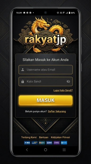 Tampilan halaman login rakyatjp